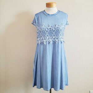 Andree By Unit T Shirt Dress w/Crochet Inset M